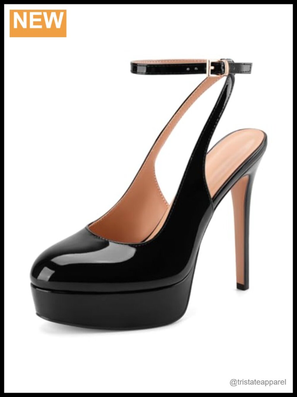 Women's Faux Leather Ankle Strap Stiletto Platform Mary Jane Pumps